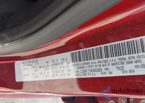 2019 Ram 1500 Laramie from USA, damaged, VIN 1C6SRFJTXKN652650